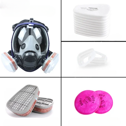 Full Face Respirator Mask with Anti-Fog Visor and Replaceable Filter Cartridges