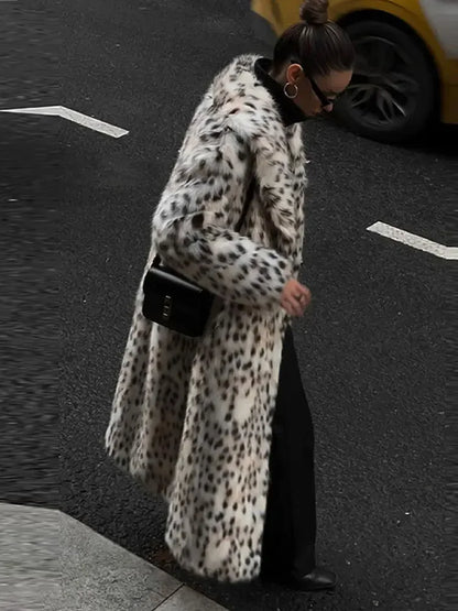 Leopard Faux Fur Trench