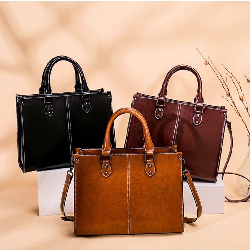 Bella Genuine Leather Crossbody Tote