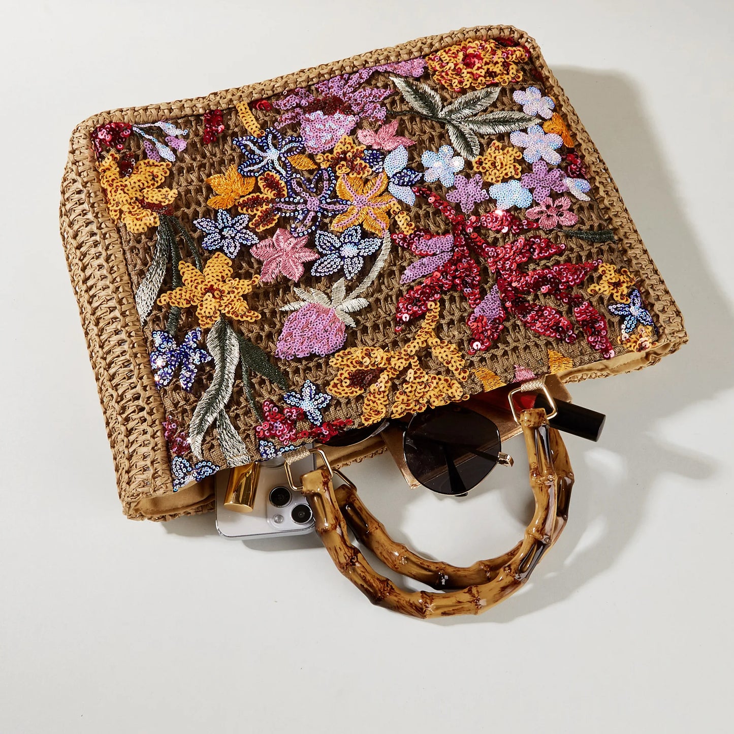 Luna Embroidered Sequin Shoulder Bag