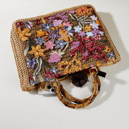 Luna Embroidered Sequin Shoulder Bag