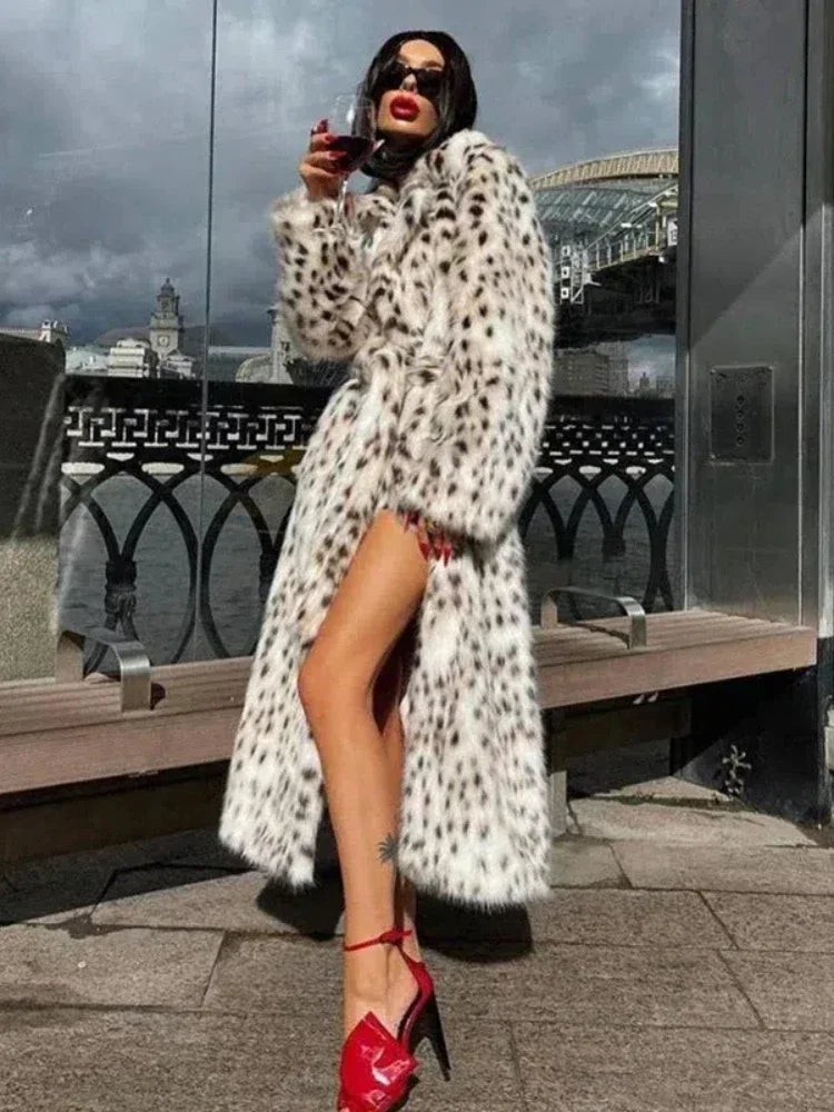 Leopard Faux Fur Trench