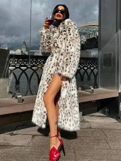 Leopard Faux Fur Trench