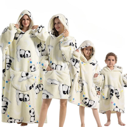 Oversized Hoodie Blanket with Pumpkin Design and Fleece Flannel Fabric, Machine Washable