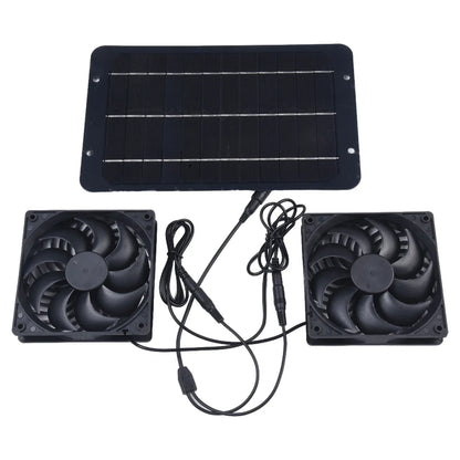 Solar Ventilation System with Dual Exhaust Fans and 10W Panel for Greenhouses