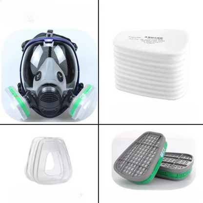 Full Face Respirator Mask with Anti-Fog Visor and Replaceable Filter Cartridges