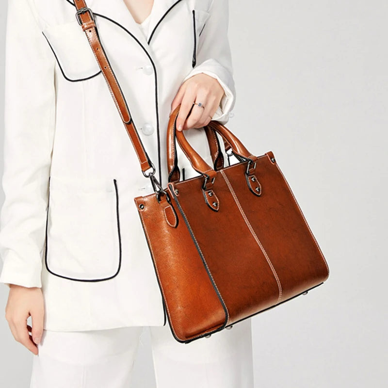 Bella Genuine Leather Crossbody Tote