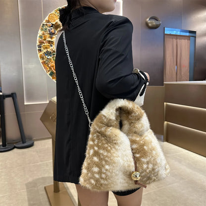Luna Deer Pattern Faux Fur Bag