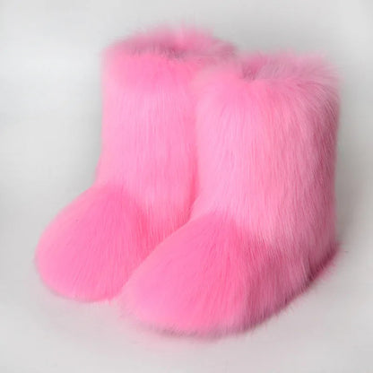 Furry Snow Boots - Knee High