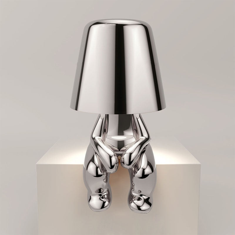 Rechargeable Table Lamp with Integrated LED Bulb and Metal Base, 30cm Height
