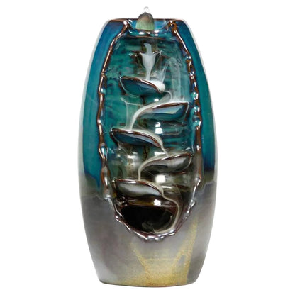 Backflow Incense Burner with Ceramic Mountain Waterfall Design and 50 Cones