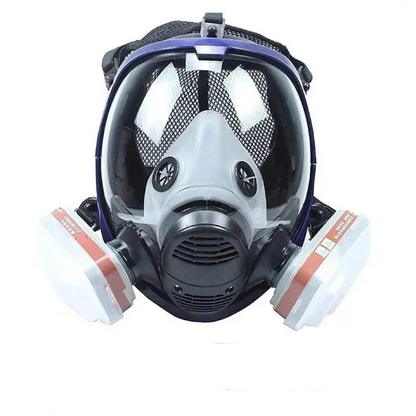 Full Face Respirator Mask with Anti-Fog Visor and Replaceable Filter Cartridges