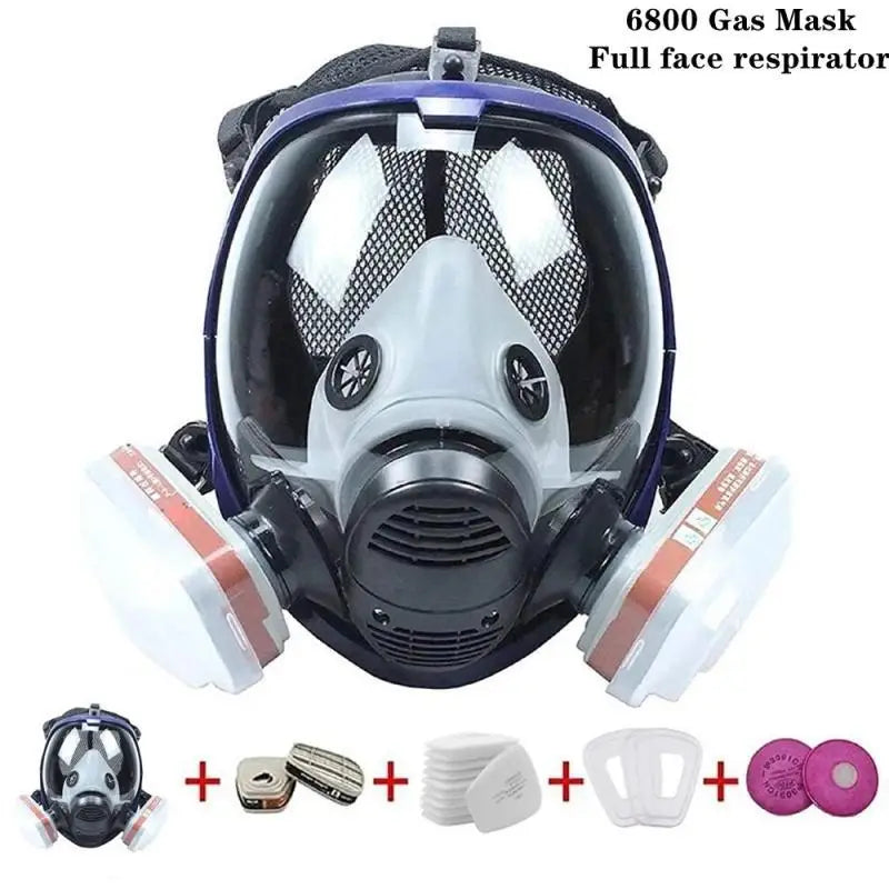 Full Face Respirator Mask with Anti-Fog Visor and Replaceable Filter Cartridges