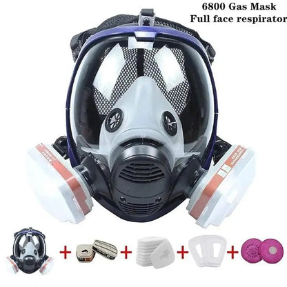 Full Face Respirator Mask with Anti-Fog Visor and Replaceable Filter Cartridges