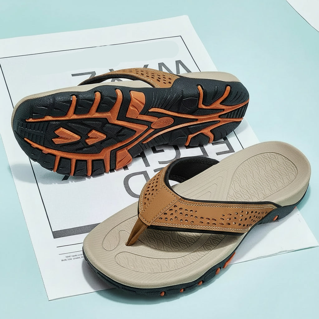 Men's Orthopedic Sandals with Contoured Arch Support and Water Resistant Nubuck, Wide Platform