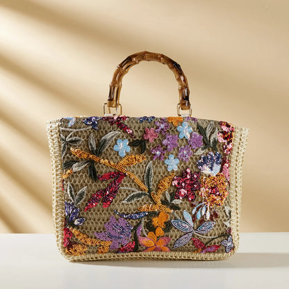 Luna Embroidered Sequin Shoulder Bag