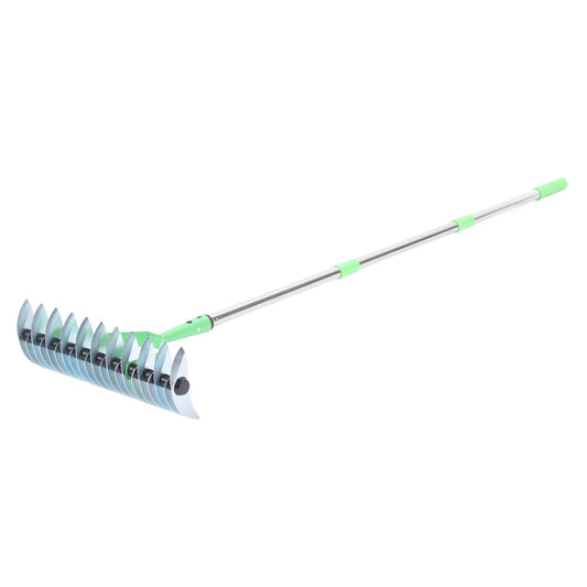 Thatch Rake with Stainless Steel Tines and Extended 52.8 Inch Reach, 3-Section Handle
