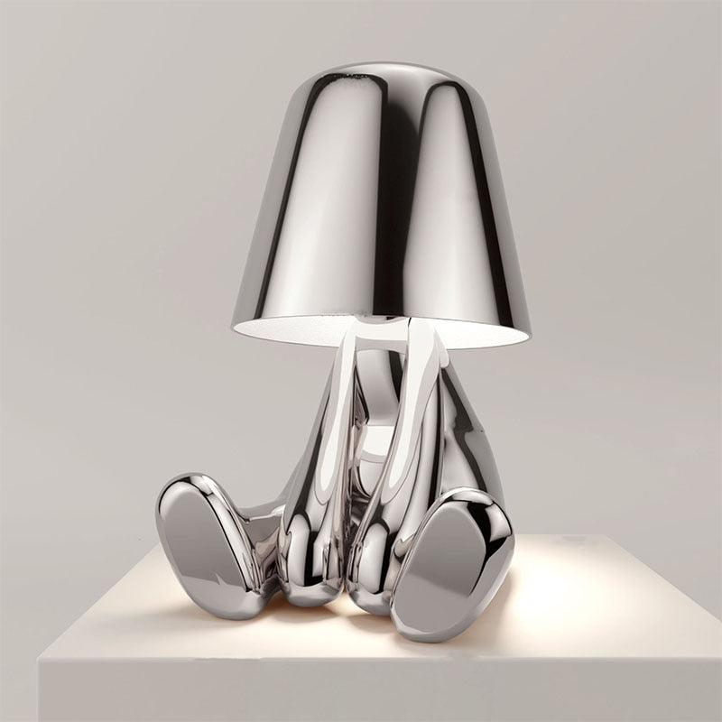 Rechargeable Table Lamp with Integrated LED Bulb and Metal Base, 30cm Height
