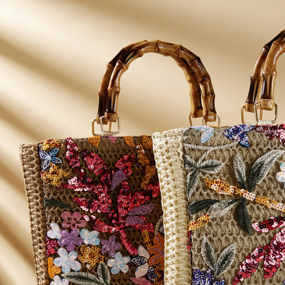 Luna Embroidered Sequin Shoulder Bag