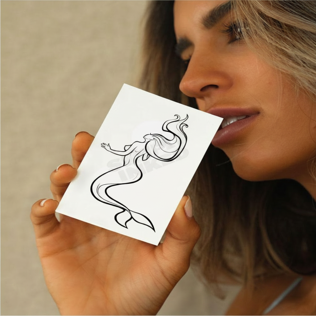 Water Transfer Mermaid Tattoo with 2-Week Wear and Realistic Pigment Design
