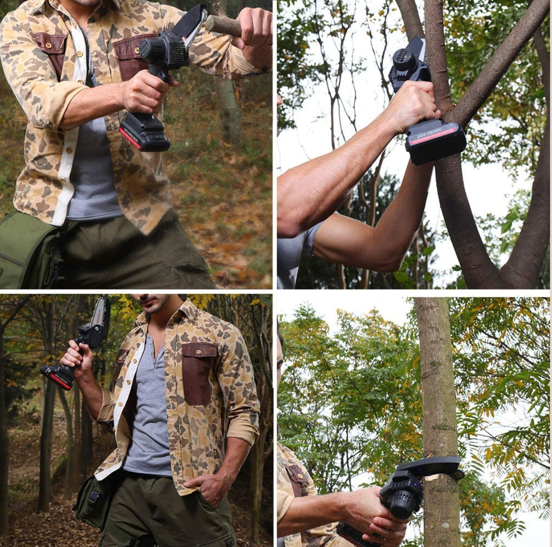Cordless Mini Chainsaw with Hardened Chain and Safety Lock, 13in 32.8fps