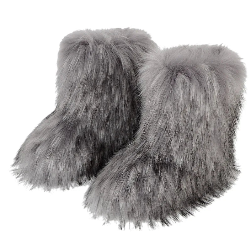 Furry Snow Boots - Knee High