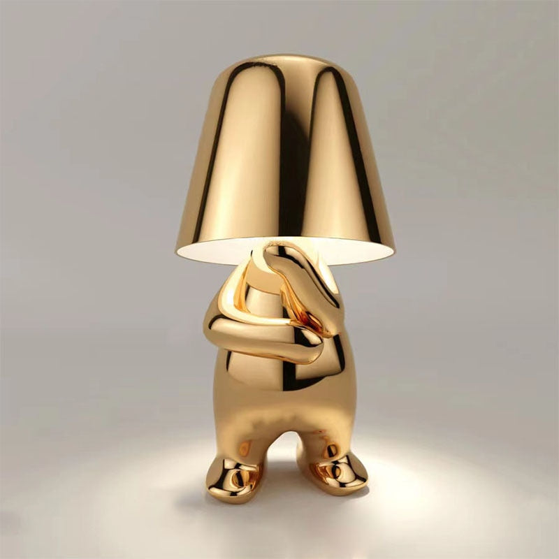 Rechargeable Table Lamp with Integrated LED Bulb and Metal Base, 30cm Height