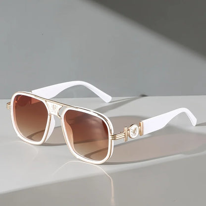 Sculpted Aviator Emblem Sunglasses