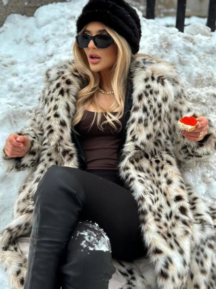 Leopard Faux Fur Trench