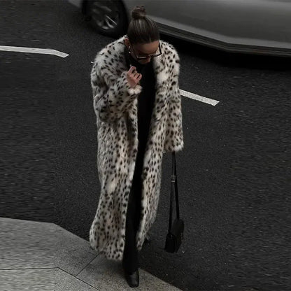 Leopard Faux Fur Trench