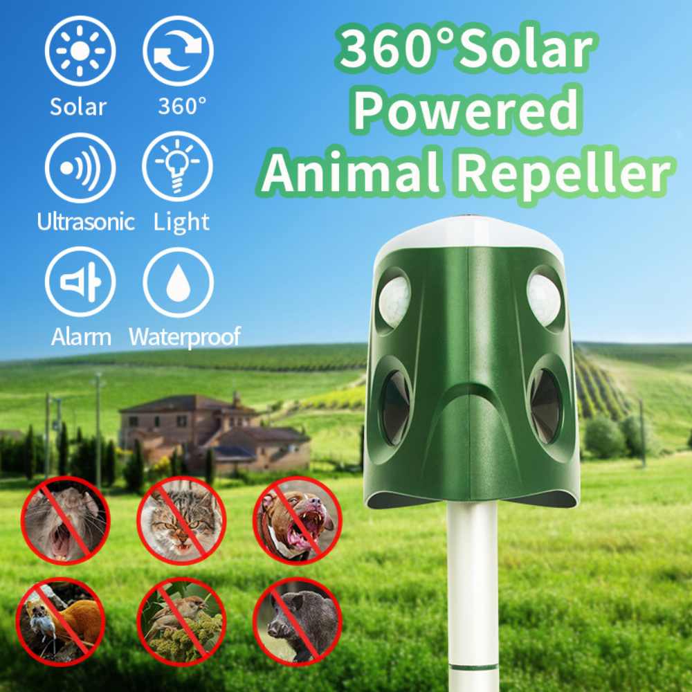 Solar Ultrasonic Animal Repeller with 360 Degree Motion Detection