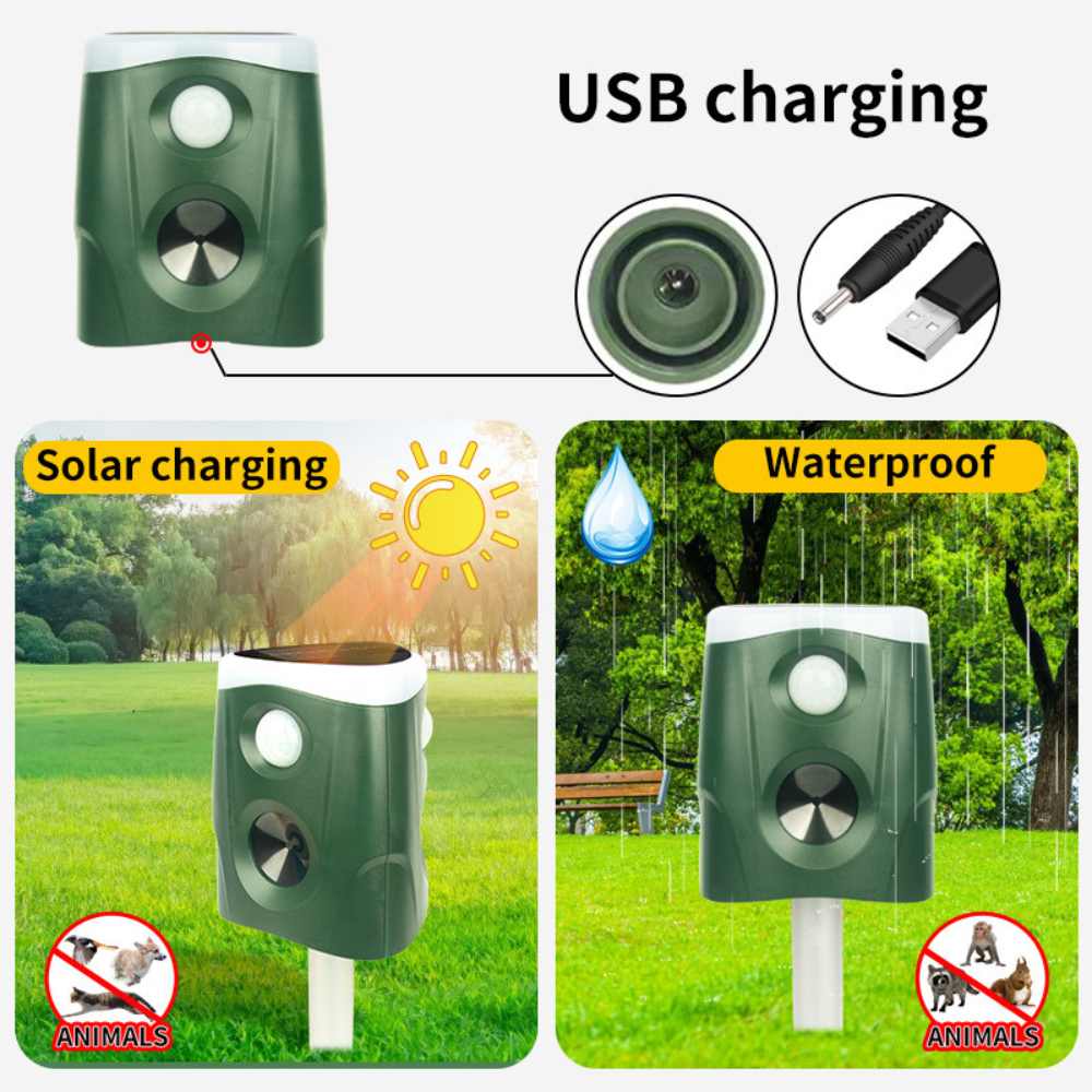 Solar Ultrasonic Animal Repeller with 360 Degree Motion Detection