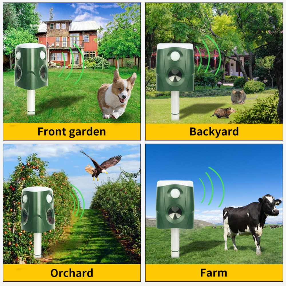 Solar Ultrasonic Animal Repeller with 360 Degree Motion Detection