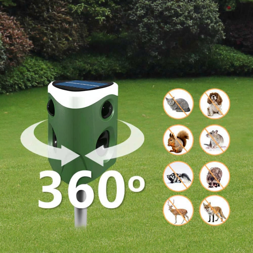 Solar Ultrasonic Animal Repeller with 360 Degree Motion Detection