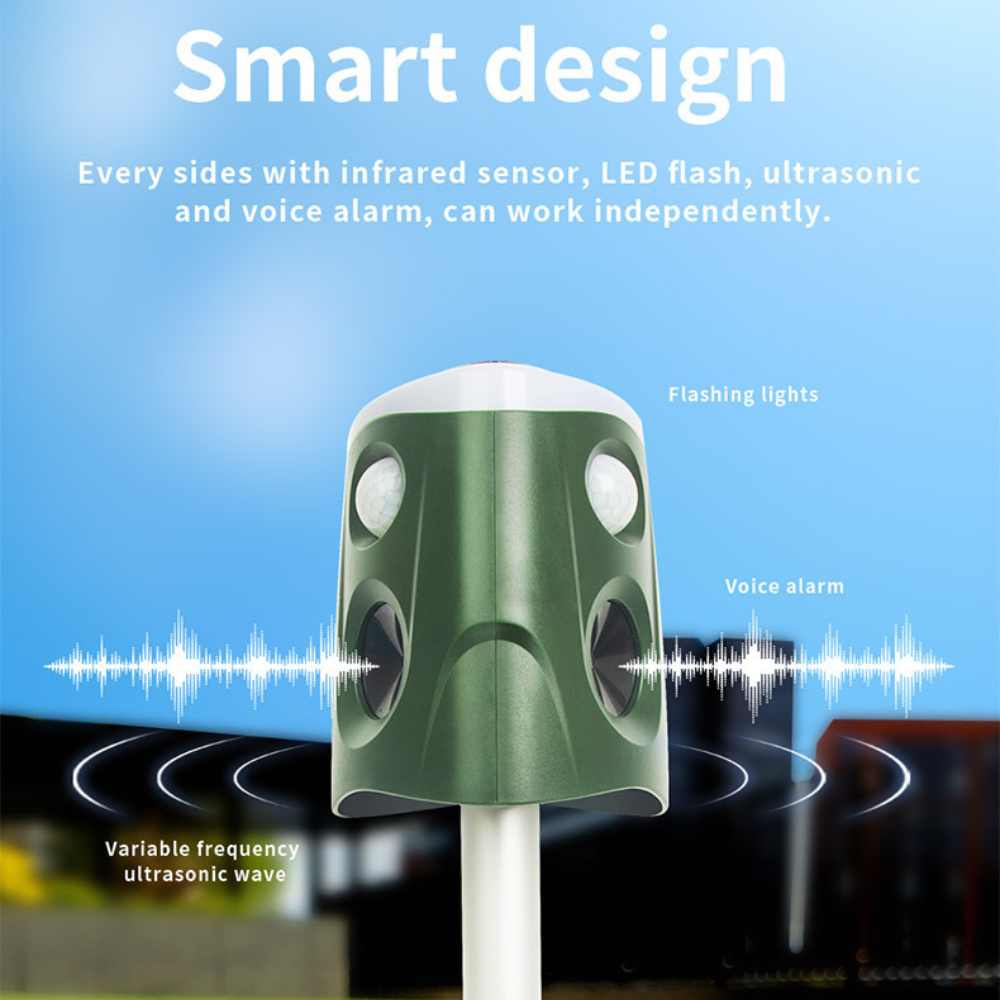 Solar Ultrasonic Animal Repeller with 360 Degree Motion Detection
