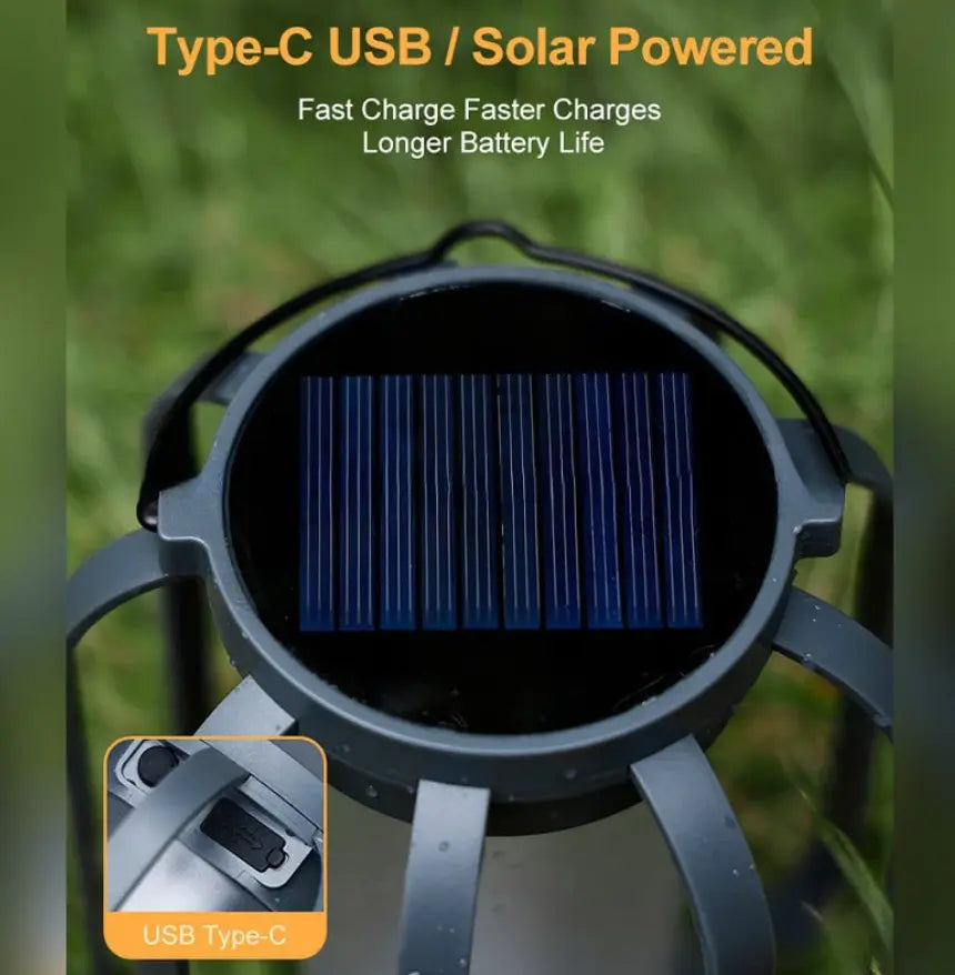 Solar Flame Lantern with Flickering LED and Automatic Dusk Activation, 12-Hour Runtime