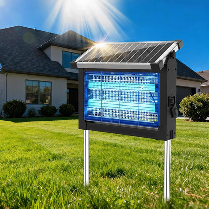 Solar Bug Zapper with Dual LED Bulbs and 4500 Volt Grid for 3500 sq ft Coverage