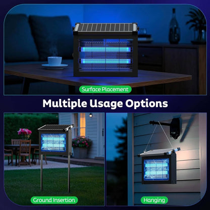 Solar Bug Zapper with Dual LED Bulbs and 4500 Volt Grid for 3500 sq ft Coverage