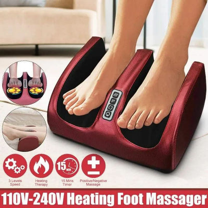 Shiatsu Foot Massager with Heat and Rotating Nodes, 3-Speed Settings