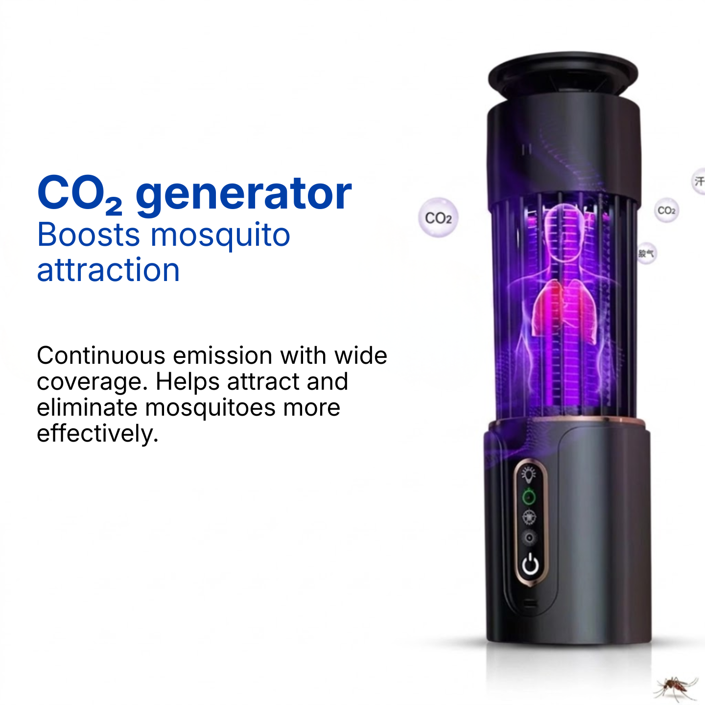 UV LED Mosquito Trap with Silent Electric Grid and Rechargeable Battery