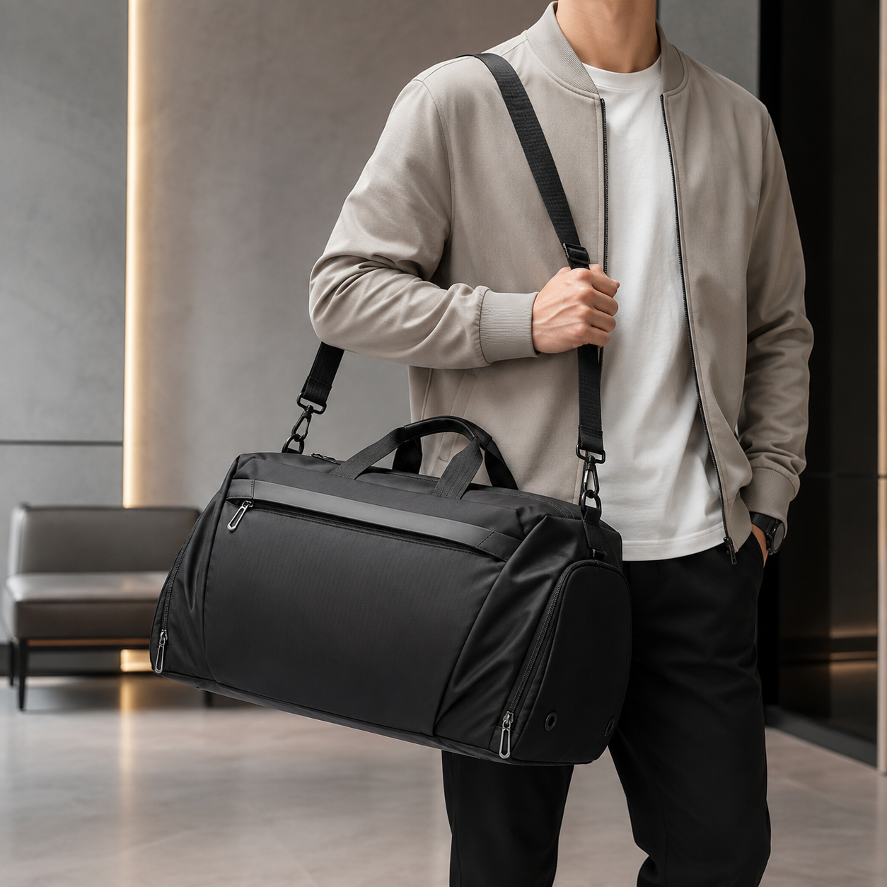 Gym Duffel Bag with Ventilated Shoe Compartment and Wet Dry Divider