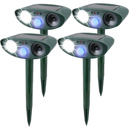 Solar Ultrasonic Rabbit Repeller with Motion Sensor and Flashing Lights for Gardens