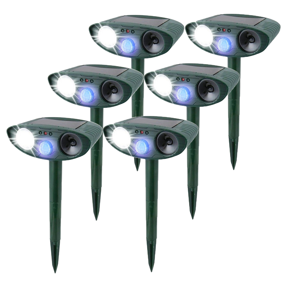 Solar Ultrasonic Rabbit Repeller with Motion Sensor and Flashing Lights for Gardens