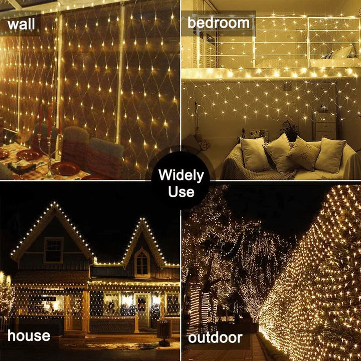Outdoor Mesh Net Lights with 3 Meter Cord and Weatherproof Construction