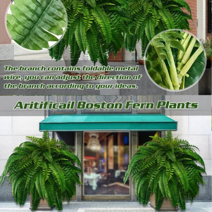 Artificial Boston Fern with 18 Flexible Branches and UV Resistant Coating, 43in Spread