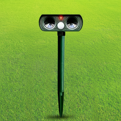 Motion Activated Ultrasonic Animal Repeller with Solar Panel and PIR Sensor, 30ft Coverage