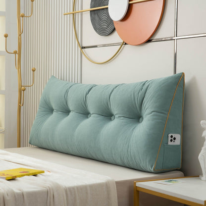 Wedge Pillow with Angled Back Support and Side Phone Pocket for Bed