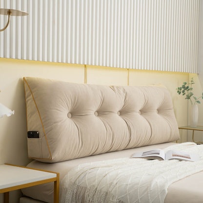 Wedge Pillow with Angled Back Support and Side Phone Pocket for Bed