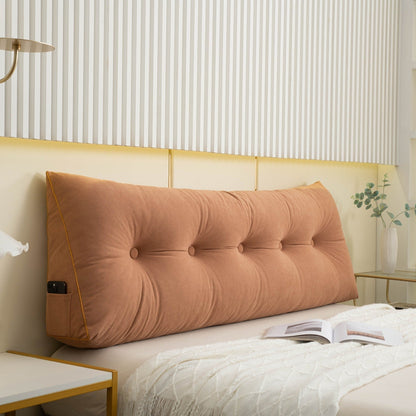 Wedge Pillow with Angled Back Support and Side Phone Pocket for Bed