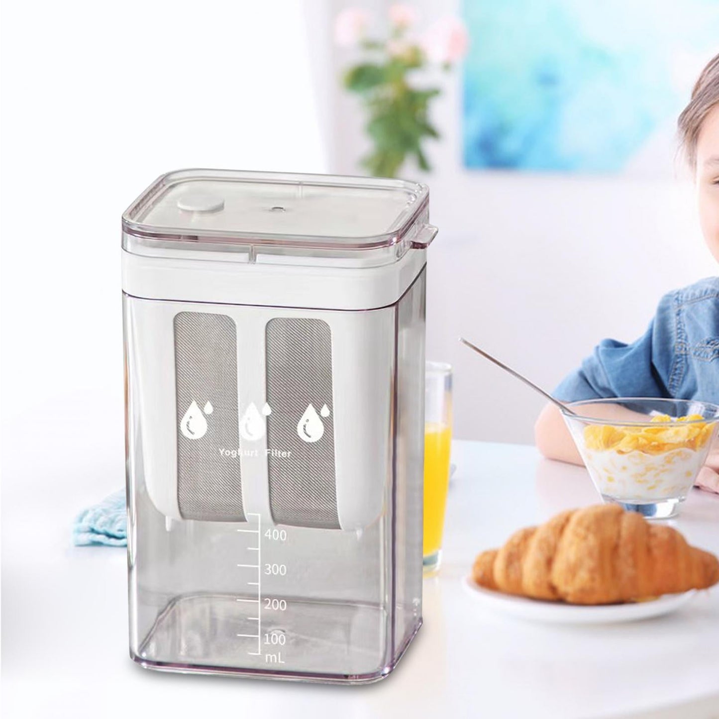 Stainless Steel Yogurt Strainer with Mesh Basket and Collection Container, 1100ml